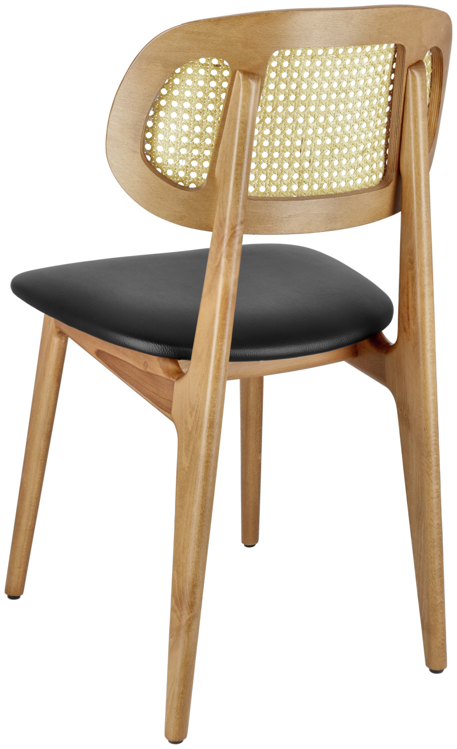 VEGA Vindo Viennese Wickerwork Chair, Lacquered Beech Wood Frame, Imitation Leather Seat, Vienna Weave Backrest, 45x51x83 cm