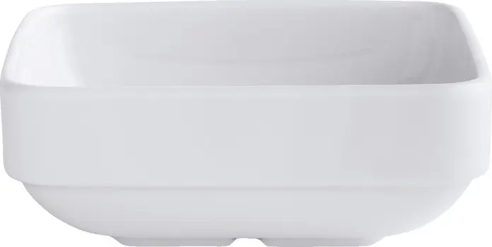 Pulsiva Stackora Square Porcelain Salad Bowl, 250ml, White, Stackable, Dishwasher and Microwave Safe, Scratch-Resistant, for Buffets and Restaurants