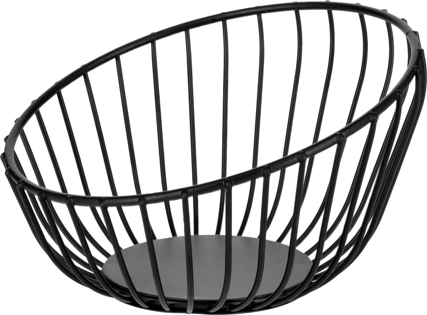 VEGA LUSINI Solutions GmbH Fruit/bread basket Ciconia Obst-/Brotkorb Ciconia Fruit/bread basket Ciconia; 16x10 cm (ØxH); black; round Obst-/Brotkorb Ciconia; 16x10 cm (ØxH); schwarz; rund Bread basket with straight, fine struts made of powder-coated steel. Food-safe and easy-care. Not suitable for dishwasher. Brotkorb mit geraden, feinen Streben aus pulverbeschichtetem Stahl. Lebensmittelecht und Pflegeleicht. Nicht spülmaschinengeeignet.