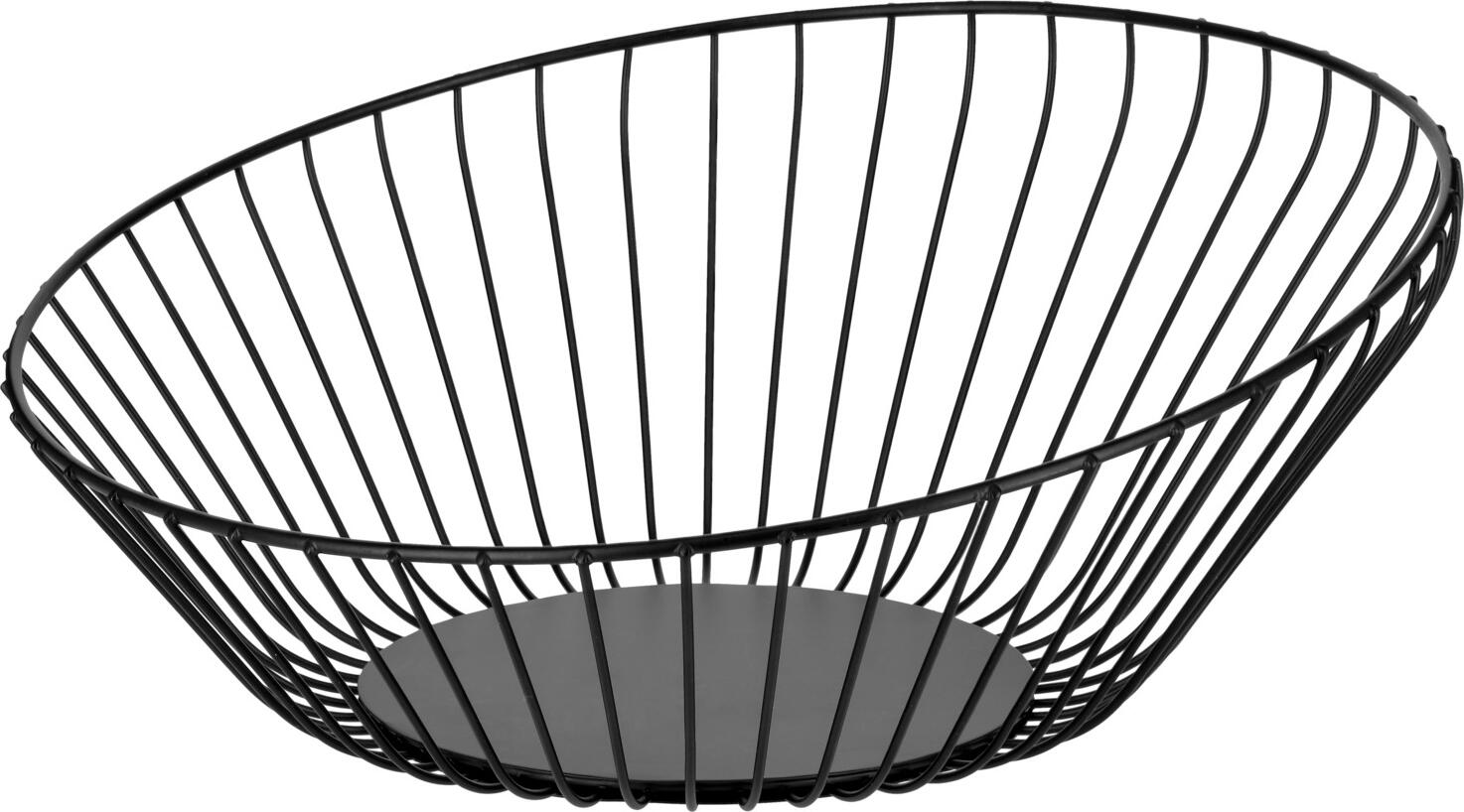 VEGA LUSINI Solutions GmbH Fruit/bread basket Ciconia Obst-/Brotkorb Ciconia Fruit/bread basket Ciconia; 33x14 cm (ØxH); black; round Obst-/Brotkorb Ciconia; 33x14 cm (ØxH); schwarz; rund Bread basket with straight, fine struts made of powder-coated steel. Food-safe and easy-care. Not suitable for dishwasher. Brotkorb mit geraden, feinen Streben aus pulverbeschichtetem Stahl. Lebensmittelecht und Pflegeleicht. Nicht spülmaschinengeeignet.