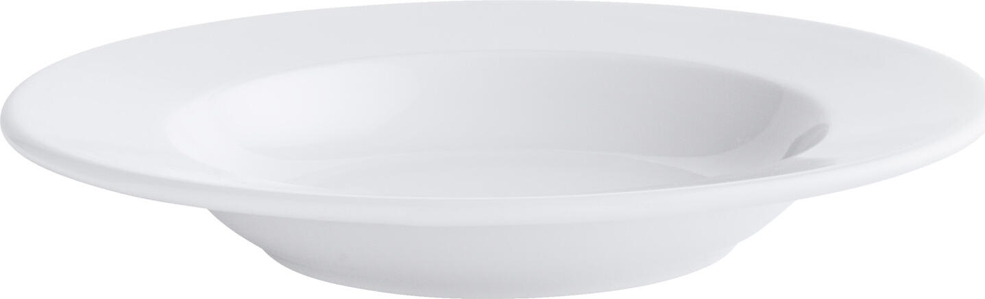 PULSIVA LUSINI Solutions GmbH Deep plate Stackora Teller tief Stackora Deep plate Stackora; 290 ml, 22.5x3.1 cm (ØxH); white; round; 6 piece / pack Teller tief Stackora; 290 ml, 22.5x3.1 cm (ØxH); weiß; rund; 6 Stück / Pack This deep porcelain plate is ideal for soups, pasta or dishes served with sauces. It combines a generous capacity with robust quality for professional use. The reinforced rims extend its service life, whilst its stackability saves space and makes processes more efficient. * Ideal for liquid and semi-liquid dishes * Robust, durable quality * Space-saving and stackable * Dishwasher-safe and microwave-safe Der tiefe Teller aus Porzellan ist optimal für Suppen, Pasta oder Gerichte mit Saucen geeignet. Er kombiniert großesVolumen mit stabiler Qualität für den professionellen Einsatz. Die verstärkten Ränder erhöhen die Lebensdauer, während die Stapelfähigkeit Platz spart und Prozesse effizienter macht. * Ideal für flüssige und halbflüssige Speisen * Robuste, langlebige Qualität * Platzsparend stapelbar * Spülmaschinenfest und mikrowellengeeignet