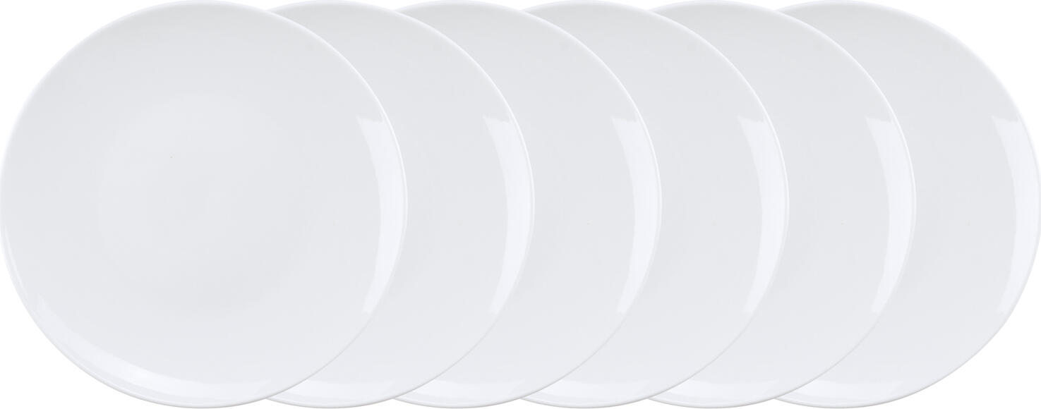 PULSIVA LUSINI Solutions GmbH Flat Coupe Plate, 30 cm, 4 pieces, White Porcelain, Rimless Round Design, Dishwasher and Microwave Safe