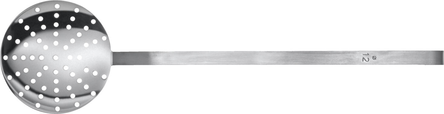 PULSIVA LUSINI Solutions GmbH Slotted spoon Valuo long-handled Schaumlöffel Valuo langstielig Slotted spoon Valuo long-handled; 12 cm (Ø); silver Schaumlöffel Valuo langstielig; 12 cm (Ø); silber Seamless kitchen utensils made of 18/5 chrome stainless steel. With curved end for hanging over the hob. Ladle and slotted spoon with diameter and litre indication on the handle. Available in different shapes and sizes. Suitable for dishwasher. Fugenlos gefertigte Küchenhelfer aus 18/5 Chrom-Edelstahl, rostfrei. Mit gebogenem Ende zum Aufhängen über dem Herd. Schöpflöffel und Schaumlöffel mit Durchmesser- und Literangabe am Stiel. In unterschiedlichen Formen und Größen erhältlich. Spülmaschinengeeignet.