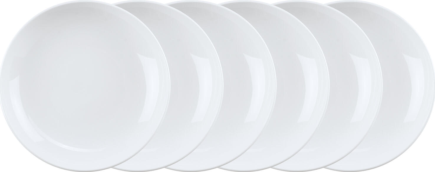 PULSIVA Deep Coupe Plate, White Porcelain, Round Rimless Design, 23 cm Diameter, 700 ml Capacity, Dishwasher and Microwave Safe, Stackable