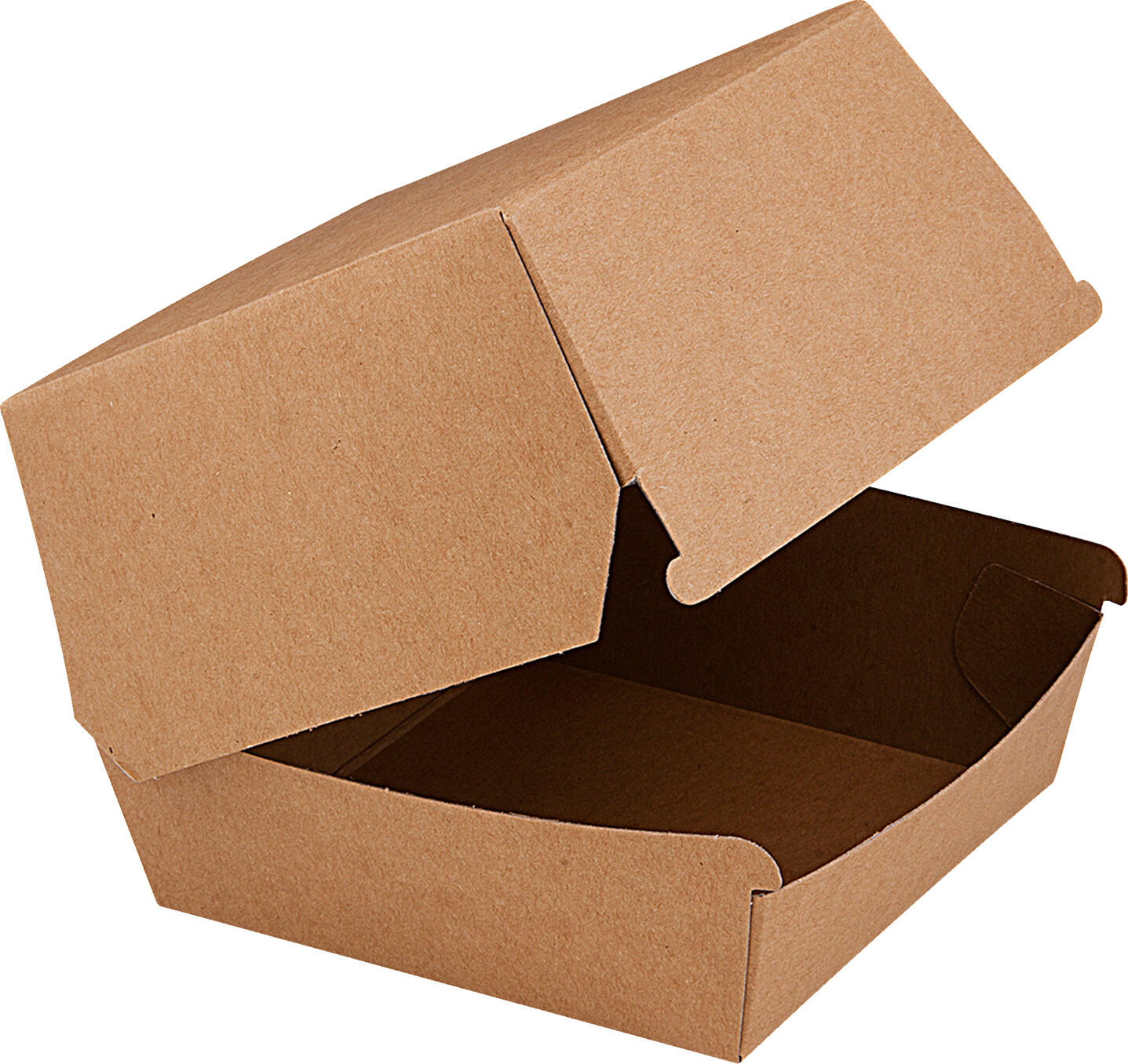 WIMEX WIMEX s.r.o. Burger box with fat barrier Burgerbox mit Fettbarriere Burger box with fat barrier; 11x11x9 cm (LxWxH); brown; 50 piece / pack Burgerbox mit Fettbarriere; 11x11x9 cm (LxBxH); braun; 50 Stück / Pack Sustainable burger box made of kraft paper. With fat barrier, plastic free. The box is harmless to our environment, 100% biodegradable and are a valuable raw material in the circular economy of recycling. The burger packaging is tasteless, heat resistant and microwaveable (max 5 minutes). Temperature resistance is reliably guaranteed between -40°C and +180°C. Nachhaltige Burger Box aus Kraftpapier. Mit Fettbarriere, plastikfrei. Die Box ist für unsere Umwelt unbedenklich, 100  % biologisch abbaubar und sind ein wertvoller Rohstoff in der Kreislaufwirtschaft des Recyclings. Die Burgerverpackungen sind geschmacksneutral, hitzebeständig und mikrowellengeeignet (max. 5 Minuten). Die Temperaturbeständigkeit ist zwischen -40 °C und +180 °C zuverlässig gewährleistet.