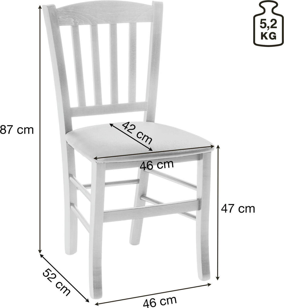 PULSIVA Cottage 2 Wooden Chair, Solid Beech Wood, Imitation Leather Seat, Wenge Finish, 46x52x87 cm, FSC-certified