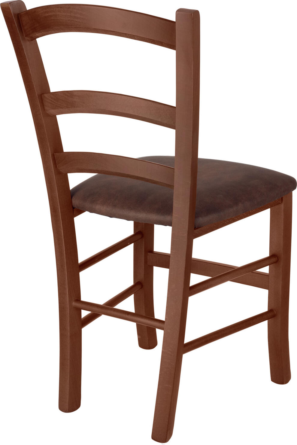 PULSIVA Cottage 2 Chair, Solid Beech Wood, Stained and Lacquered Walnut Finish, Imitation Leather Seat, 46x52x87 cm, FSC-certified