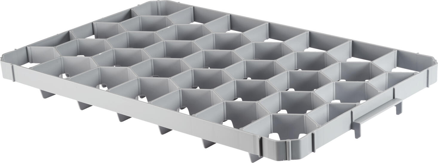 Ringoplast Komfort Shelf Insert Top Part, Polyethylene, 60x40x6.2 cm, Grey, 33 Compartments, Max Glass Diameter 7.5 cm, Dishwasher Safe