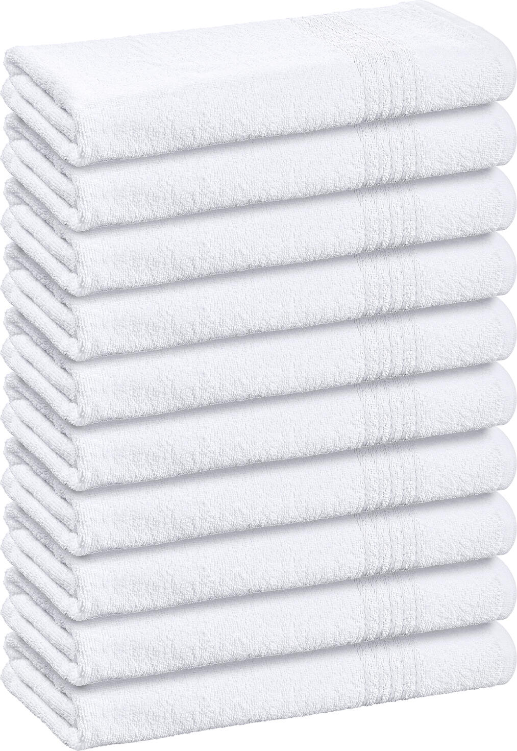 LUSINI Towel Classico with Border, 100% Cotton Terry Hand Towel, 50x100 cm, White, 450 g/m², OEKO-TEX Standard 100, Hotel Quality, Absorbent and Durable