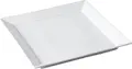 Pulsiva Plate Ambiente Flat Square Porcelain Plates, White, 25x25x2.8 cm, Dishwasher and Microwave Safe, Slanted Rim Design