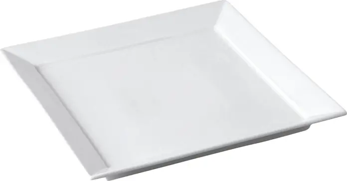 Pulsiva Plate Ambiente Flat Square Porcelain Plates, White, 25x25x2.8 cm, Dishwasher and Microwave Safe, Slanted Rim Design