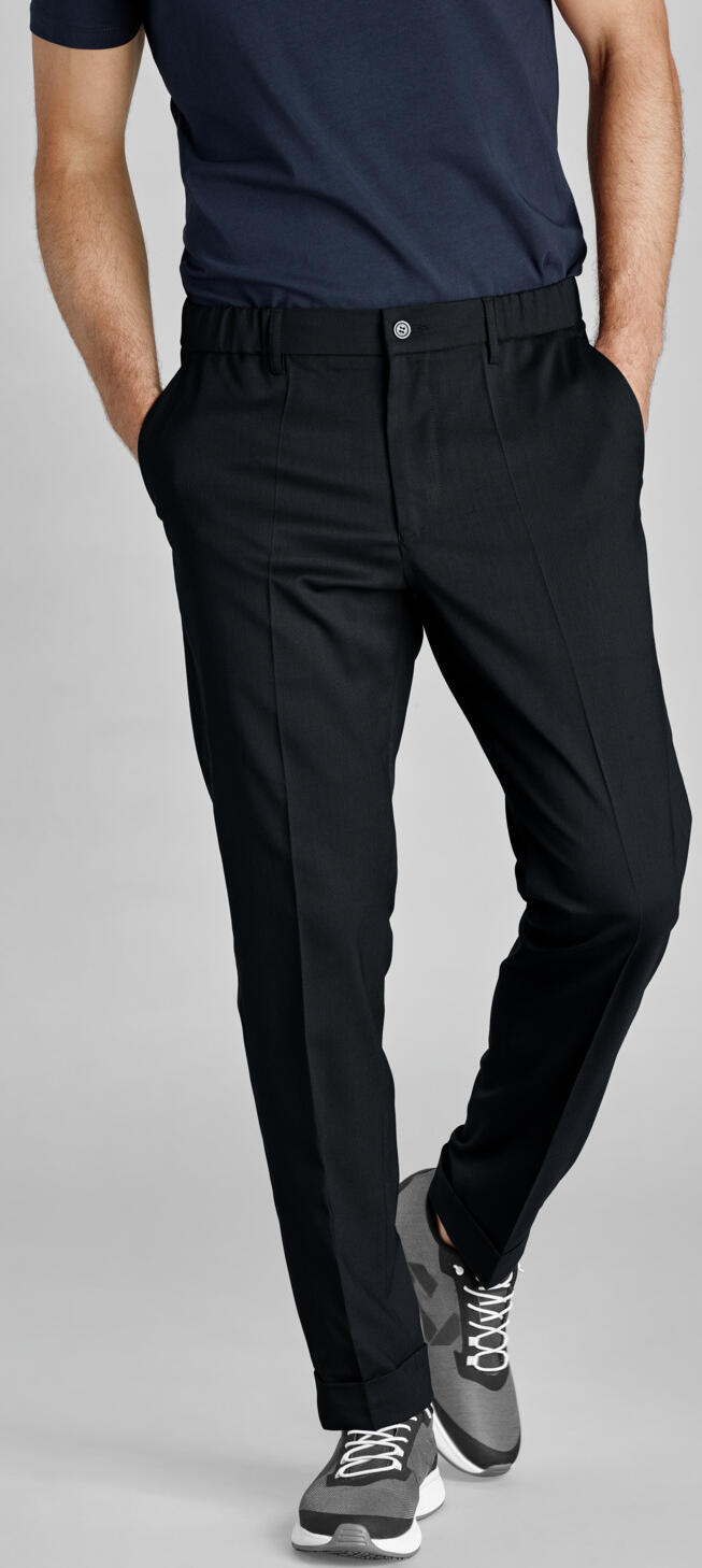 Pantaloni Barbati JOBELINE Tommy Casual Eleganti, Stil Jogger cu Talie Elasticata, Croiala Slim Tapered, Material Rezistent la Cute, Negru