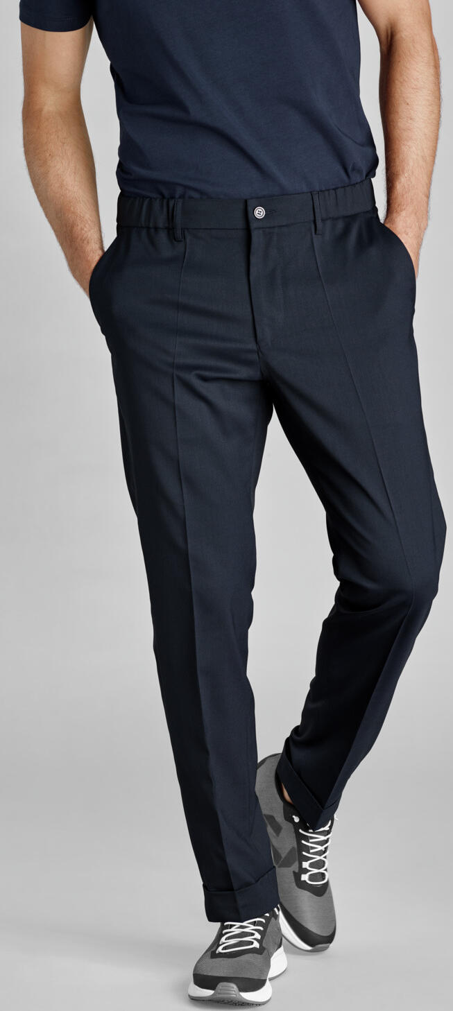 Pantaloni JOBELINE Tommy pentru barbati, stil casual elegant jogger, croiala tapered, talie elastica, material rezistent la cute, albastru marin