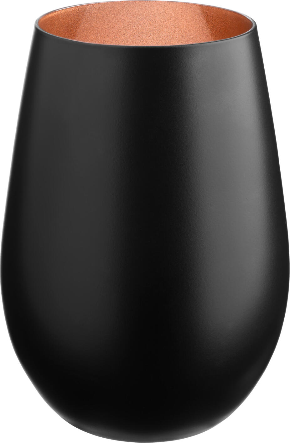 VEGA LUSINI Solutions GmbH Water glass Joleen Wasserglas Joleen Water glass Joleen; 460 ml, 6.4x12 cm (ØxH); black/copper; 6 piece / pack Wasserglas Joleen; 460 ml, 6.4x12 cm (ØxH); schwarz/kupfer; 6 Stück / Pack Drinking glass made of lacquered crystal glass. Suitable for dishwasher. Trinkglas aus lackiertem Kristallglas. Spülmaschinengeeignet.