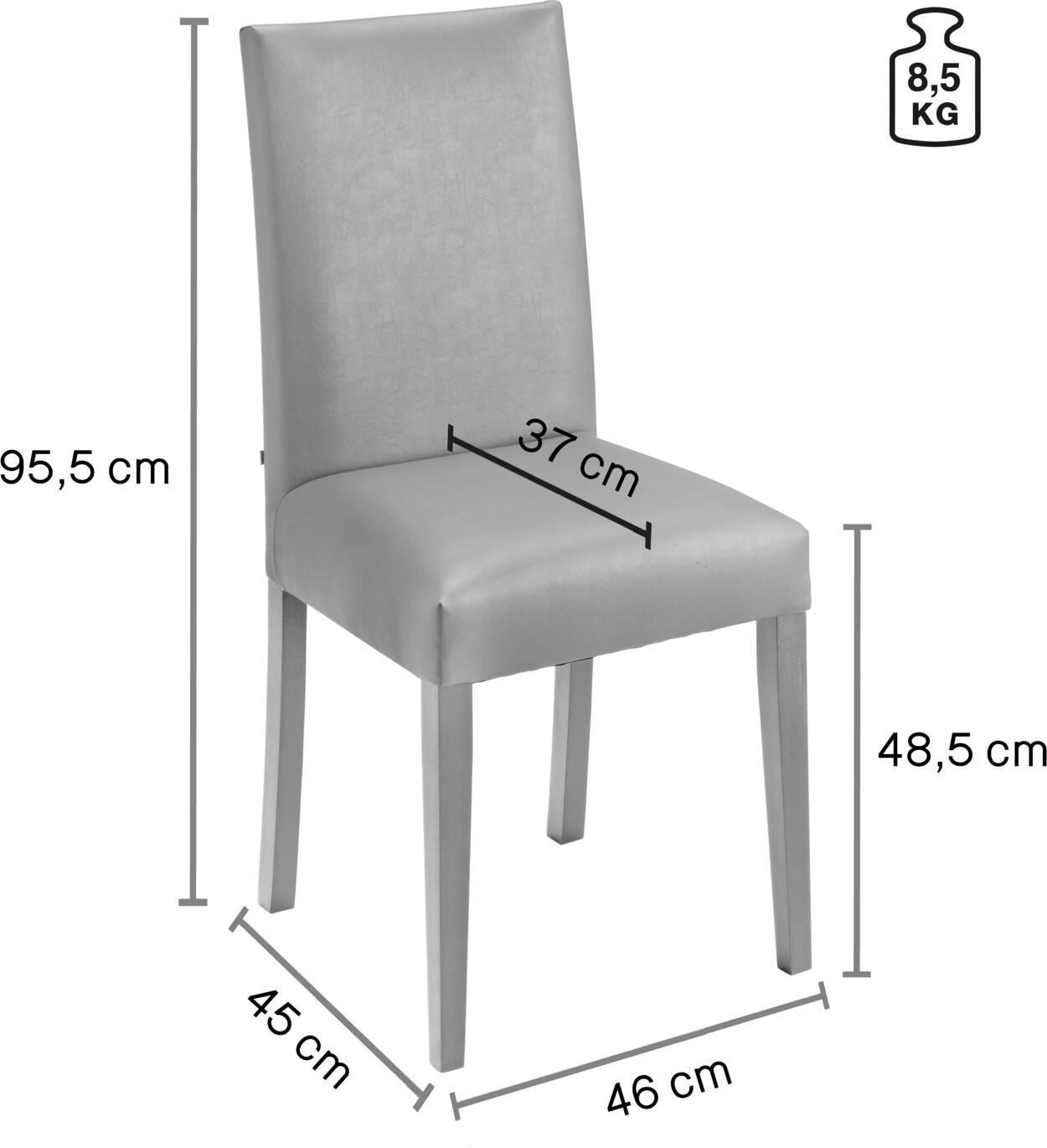 VEGA Elegance Upholstered Chair, Imitation Leather, Solid Beech Wood Base, Anthracite and Wenge, 46.5x51x95.5 cm, Stable and Easy to Clean
