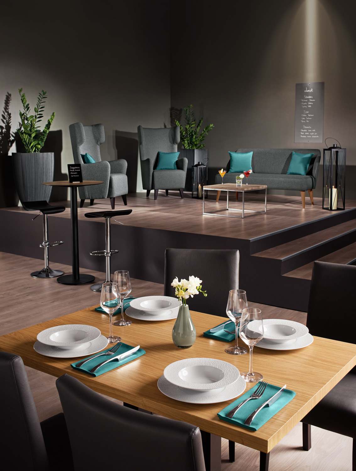 VEGA Elegance Upholstered Chair, Imitation Leather, Solid Beech Wood Base, Anthracite and Wenge, 46.5x51x95.5 cm, Stable and Easy to Clean