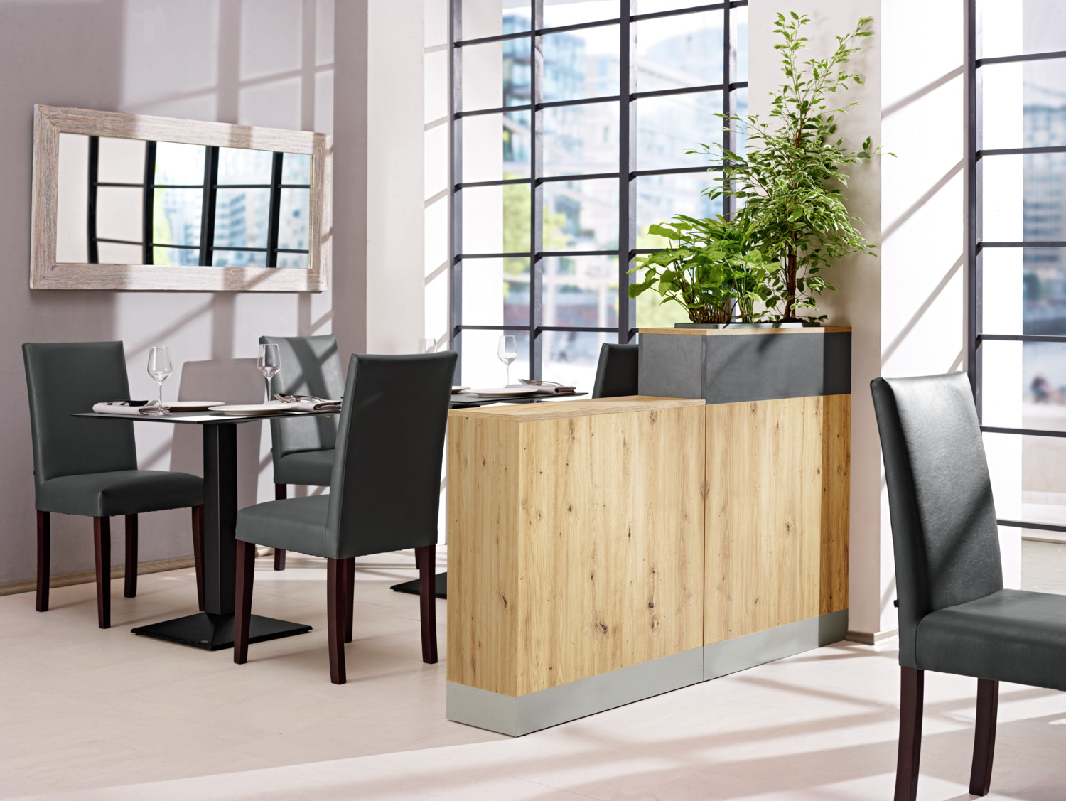 VEGA Elegance Upholstered Chair, Imitation Leather, Solid Beech Wood Base, Anthracite and Wenge, 46.5x51x95.5 cm, Stable and Easy to Clean