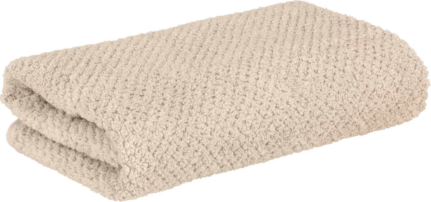 ERWIN M. LUSINI Solutions GmbH Shower towel Tavira Duschtuch Tavira Shower towel Tavira ; 70x140 cm (WxL); beige Duschtuch Tavira ; 70x140 cm (BxL); beige 100% cotton. Weight approx. 480 g/m². Super-absorbent single-ply terry shower towel with high-quality Low Twist special yarns made of pure cotton. The towel does not just impress thanks to its very voluminous and soft feel - it also has a modern waffle texture. 100 % Baumwolle. Gewicht ca. 480 g/m². Super saugfähiges Walkfrottier Duschtuch mit hochwertigen Low Twist Spezialgarnen aus reiner Baumwolle. Das Duschtuch überzeugt nicht nur durch seinen sehr voluminösen Griff und seine weiche Haptik sondern auch durch seine moderne Waffelstruktur.