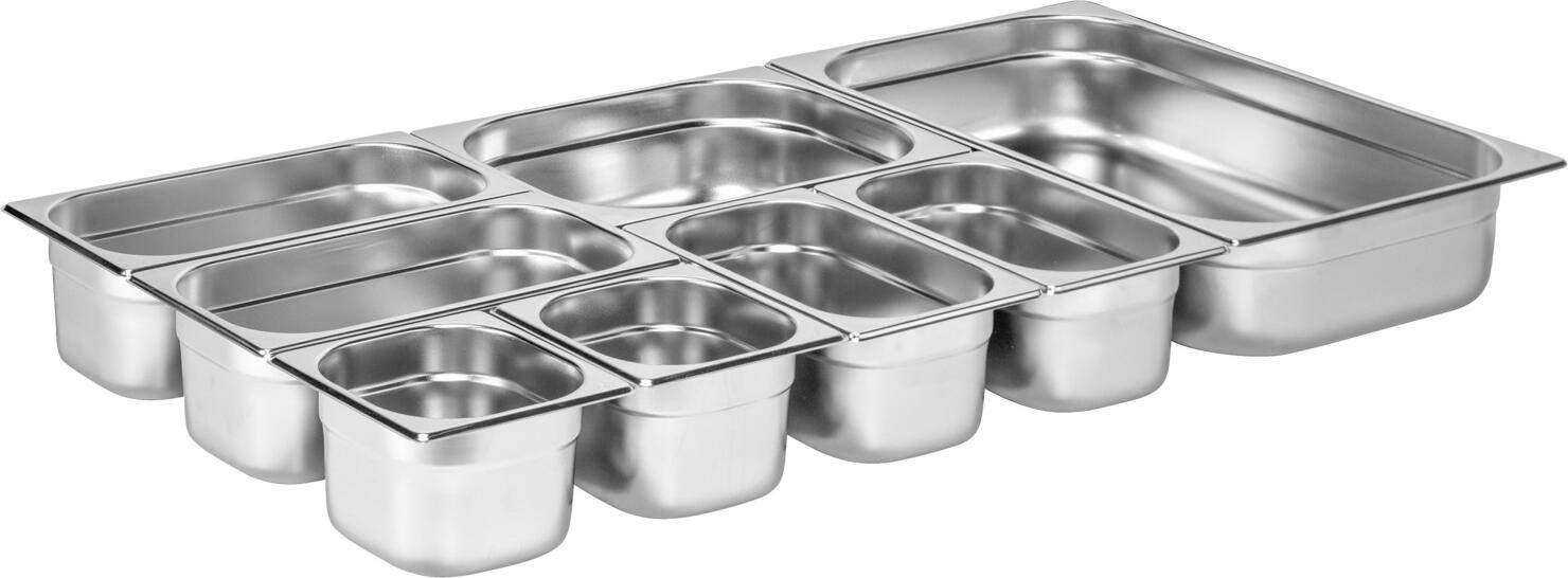 Pulsiva Basic GN 1/3 Gastronorm Container, 4L Stainless Steel Rustproof Food Pan, 32.5 x 17.6 x 10 cm, Dishwasher Safe with Stacking Notch