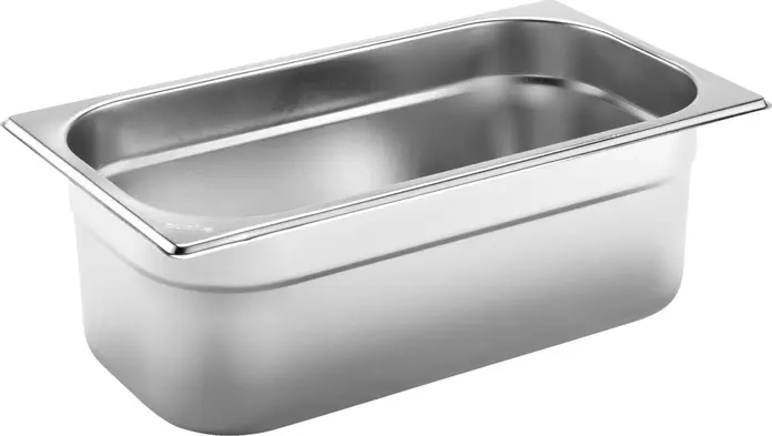Pulsiva Basic GN 1/3 Gastronorm Container, 4L Stainless Steel Rustproof Food Pan, 32.5 x 17.6 x 10 cm, Dishwasher Safe with Stacking Notch