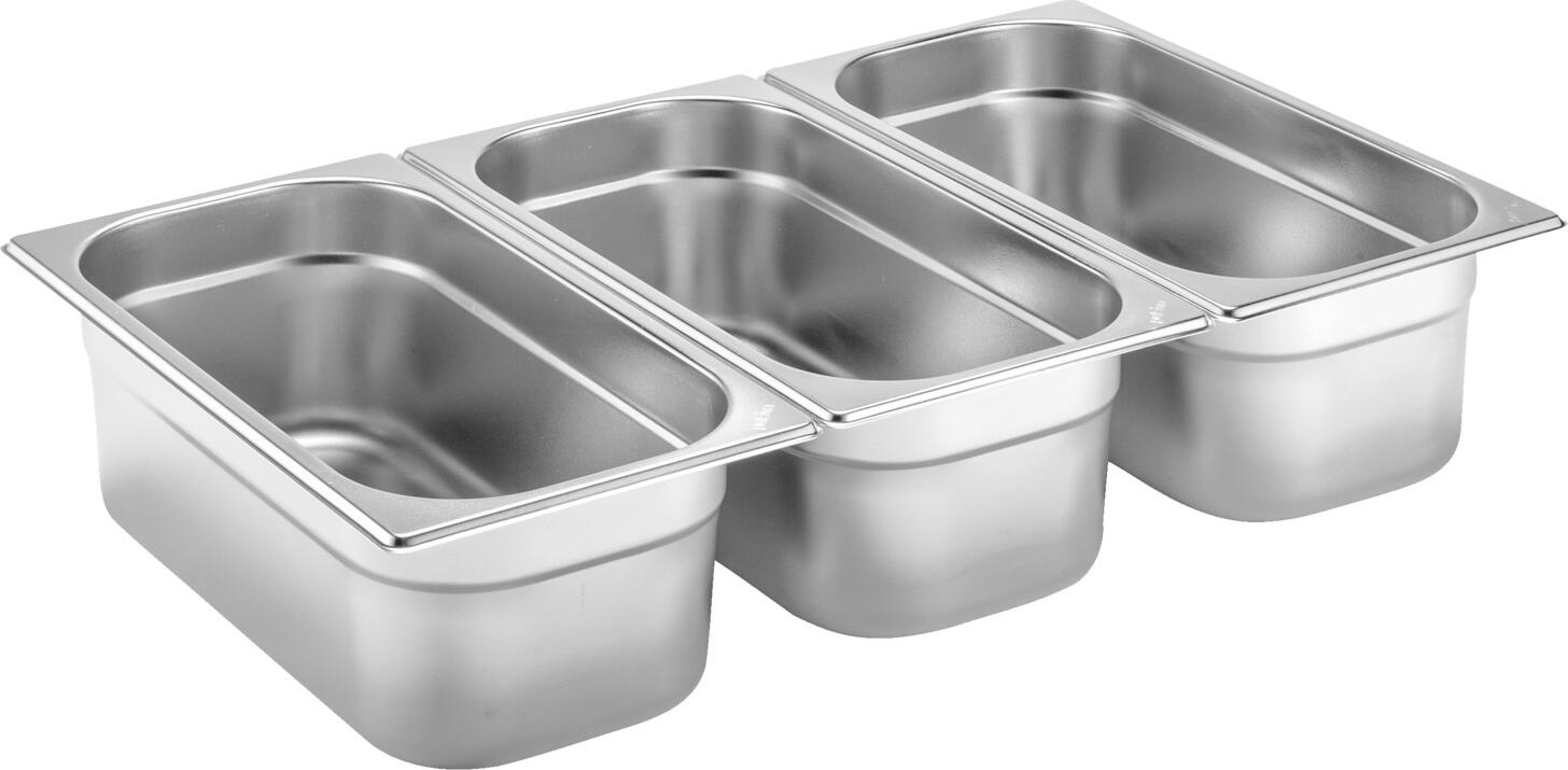 Pulsiva Basic GN 1/3 Gastronorm Container, 4L Stainless Steel Rustproof Food Pan, 32.5 x 17.6 x 10 cm, Dishwasher Safe with Stacking Notch