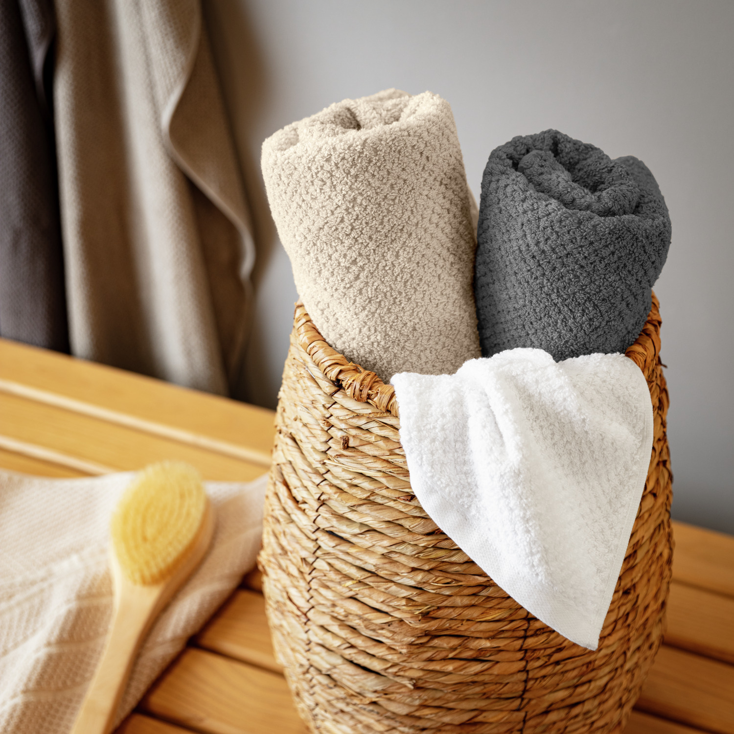Prosop de dus ERWIN M. LUSINI Tavira, 100% bumbac, textură vaflată, 70 x 140 cm, 480 g/m², super-absorbant, certificat OEKO-TEX Standard 100