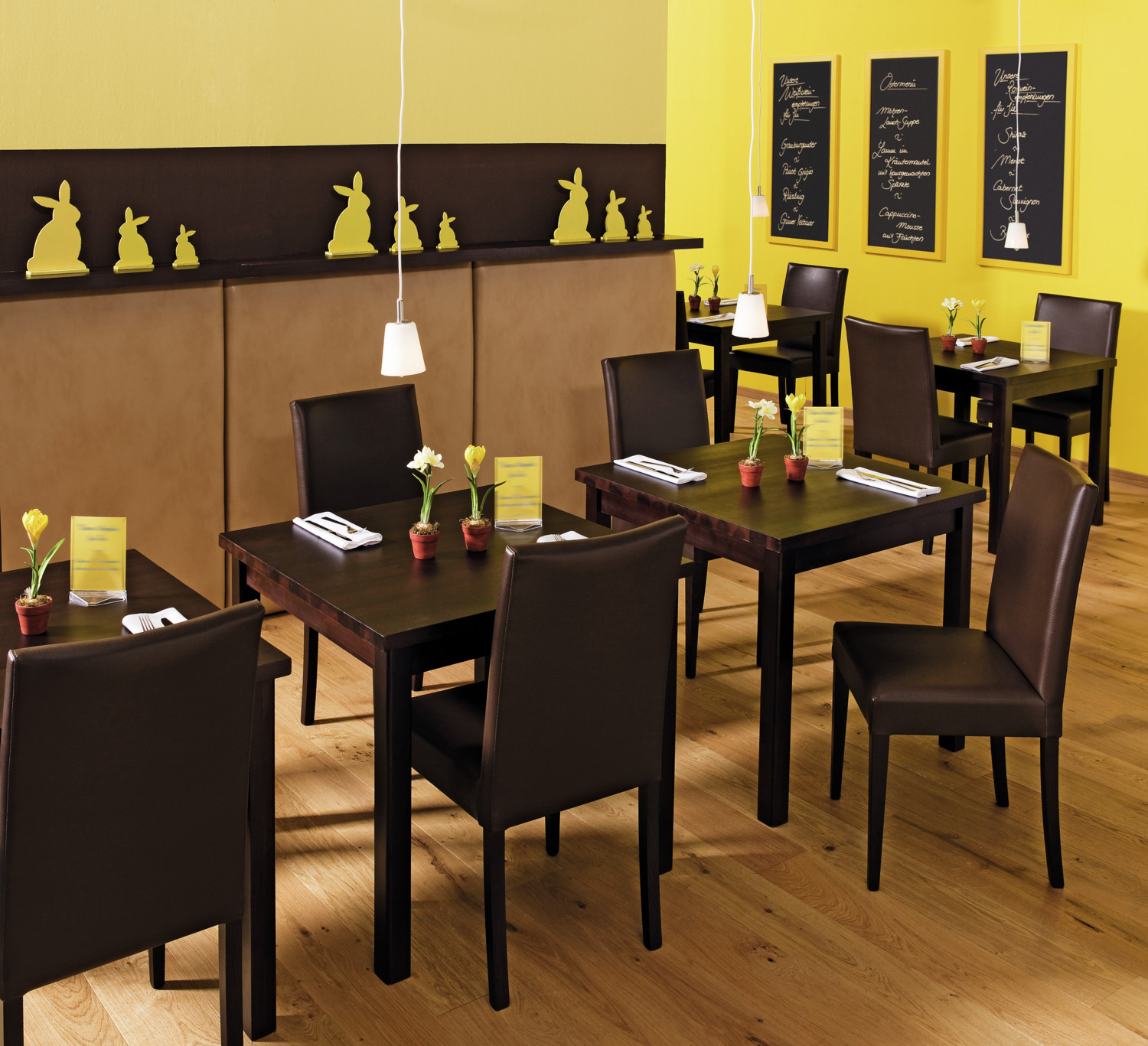 VEGA Elegance Dining Chair, Solid Beech Wood Frame, Brown Imitation Leather Upholstery, Wenge Base, 46.5 x 51 x 95.5 cm, High Abrasion Resistance