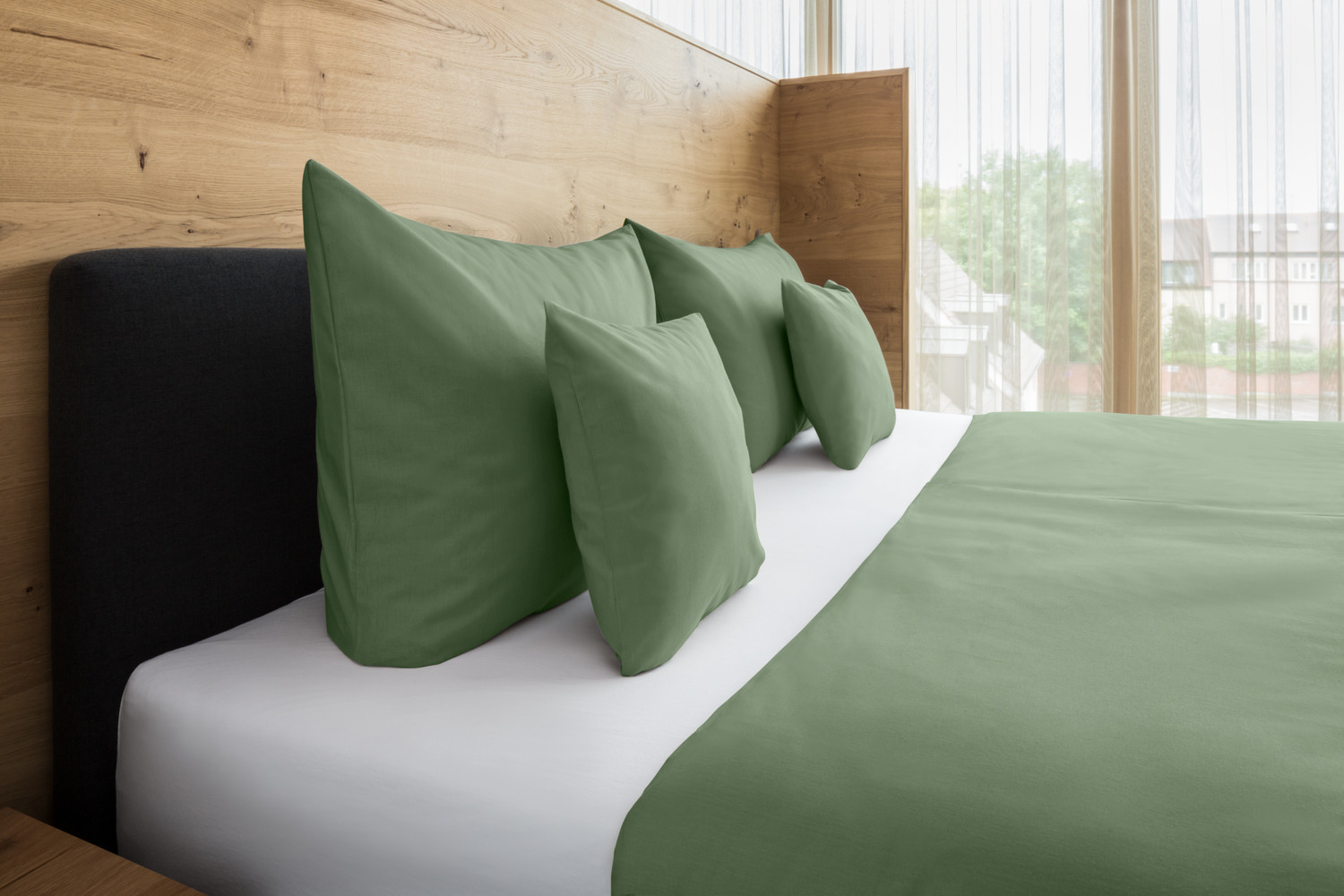 ERWIN M. LUSINI Siena Duvet Cover, 155 x 220 cm, Khaki, Percale Cotton-Polyester Blend, Hotel Closure, OEKO-TEX Standard 100 Certified