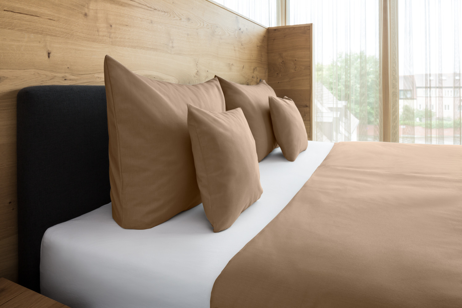 ERWIN M. LUSINI Solutions GmbH Siena Duvet Cover, 155 x 220 cm, Percale Cotton Blend, Hotel Closure, OEKO-TEX Standard 100, Easy-care Taupe
