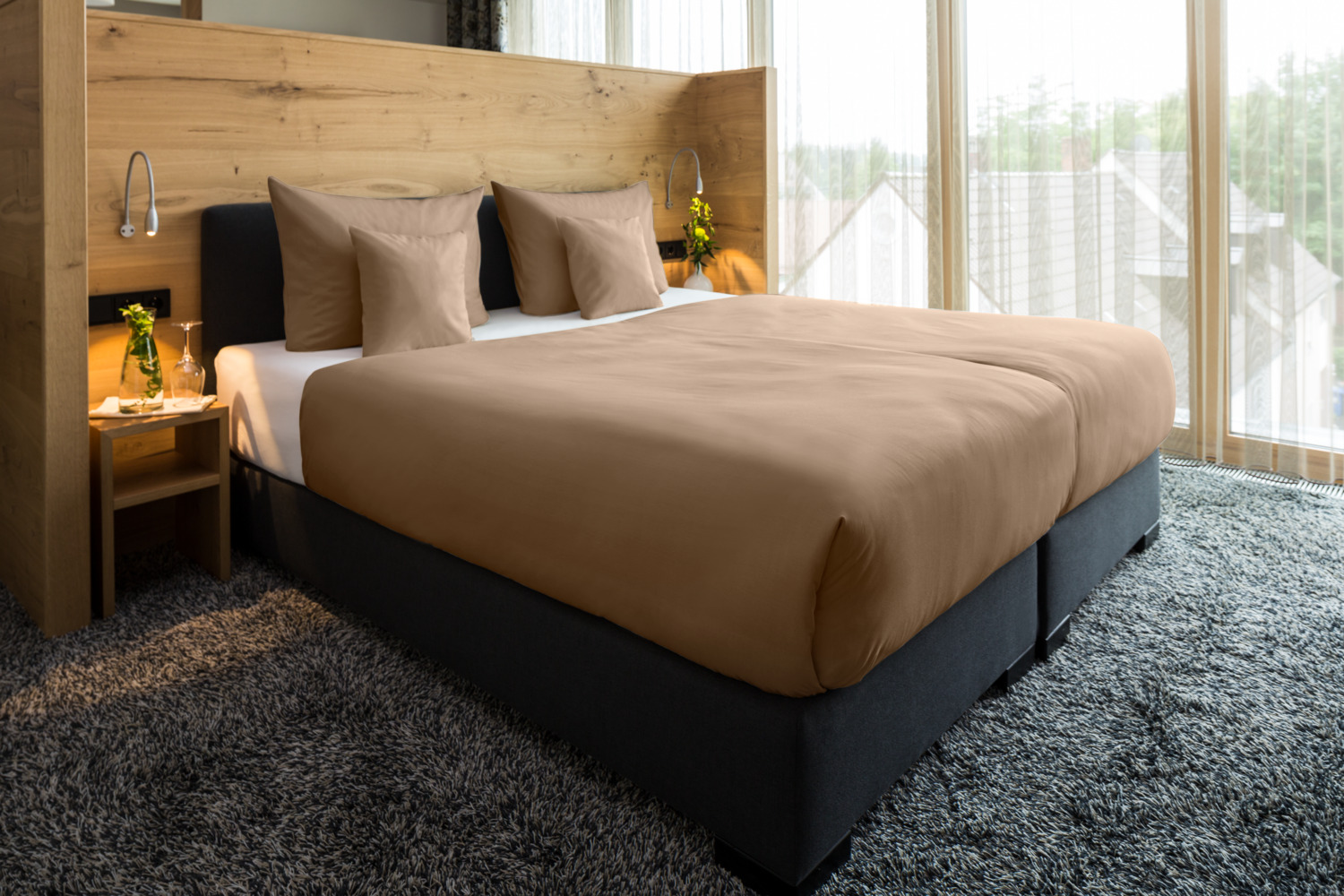 ERWIN M. LUSINI Solutions GmbH Siena Duvet Cover, 155 x 220 cm, Percale Cotton Blend, Hotel Closure, OEKO-TEX Standard 100, Easy-care Taupe