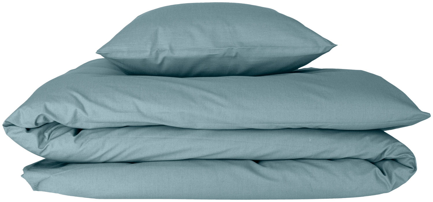 ERWIN M. LUSINI Solutions GmbH Siena Duvet Cover 140x200 cm Percale Cotton-Polyester Blend Smoky Blue Hotel Closure OEKO-TEX Standard 100