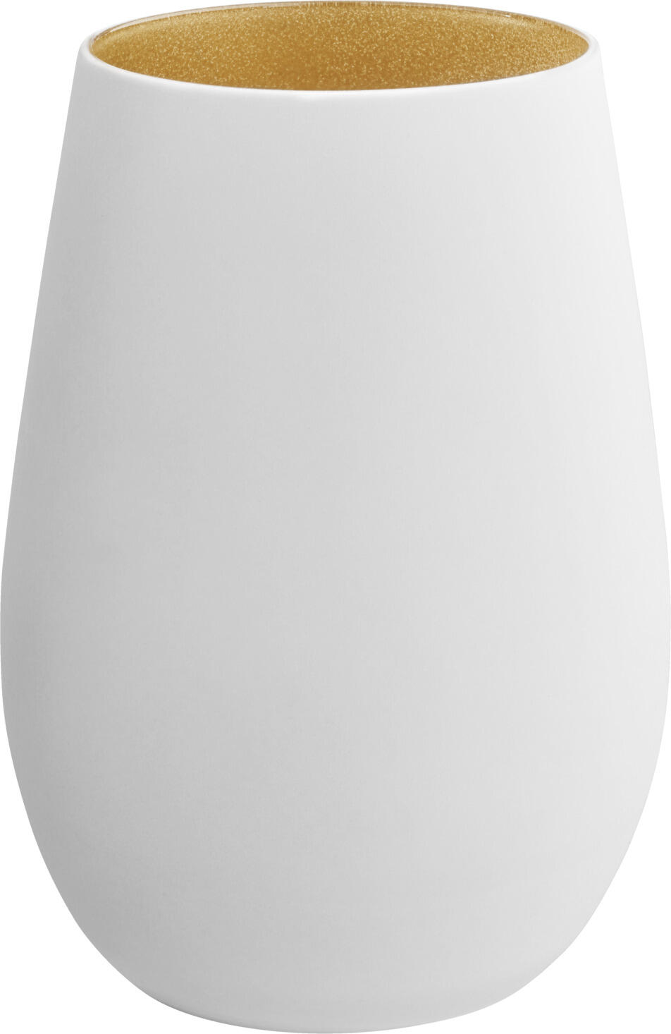 VEGA Joleen Water Drinking Glasses, 460ml Lacquered Crystal Glass, White Exterior with Golden Interior, 64mm Diameter, 12cm Height, Dishwasher Safe