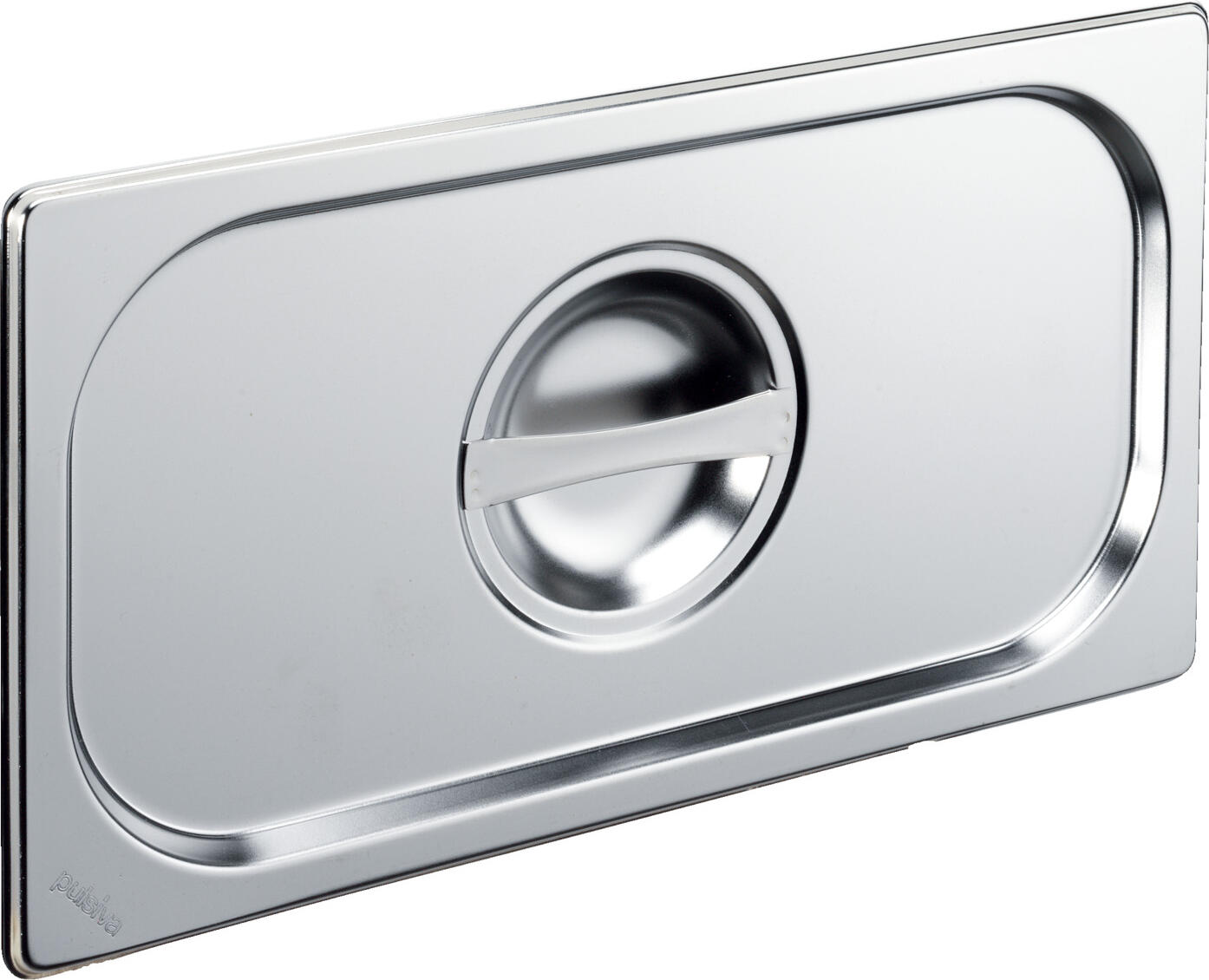 PULSIVA LUSINI Solutions GmbH GN lid 1/3 Basic without spoon recess GN-Deckel 1/3 Basic ohne Löffelaussparung GN lid 1/3 Basic without spoon recess; GN 1/3, 32.5x17.6 cm (LxW); silver; rectangular GN-Deckel 1/3 Basic ohne Löffelaussparung; GN 1/3, 32.5x17.6 cm (LxB); silber; rechteckig Stainless steel GN lids. Suitable for GN containers of the Basic range. Dishwasher safe. Without spoon recess. GN-Deckel aus Edelstahl, rostfrei. Passend für GN-Behälter der Gruppe Basic. Spülmaschinenfest. Ohne Löffelaussparung.