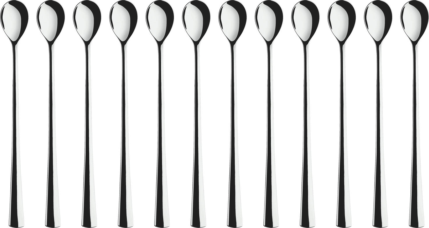 Pulsiva Linz Long Drink and Ice Cream Spoon, 18/10 Chrome-Nickel Stainless Steel, Mirror Polished, Rustproof, 22.3 cm, Silver