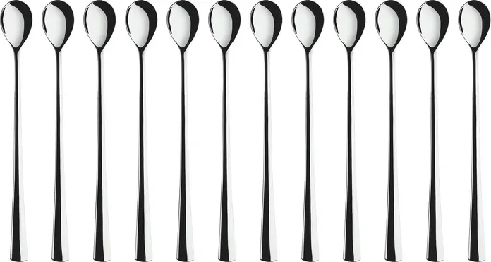 Pulsiva Linz Long Drink and Ice Cream Spoon, 18/10 Chrome-Nickel Stainless Steel, Mirror Polished, Rustproof, 22.3 cm, Silver