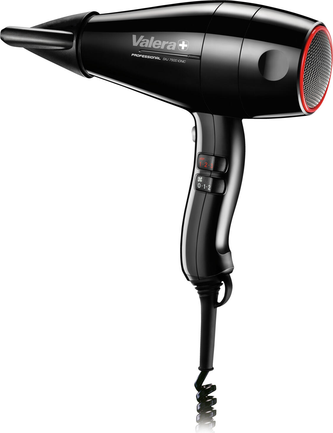 Valera Ligo Electric SA Hotel hairdryer Swiss Silent Jet 8500 Push Hotelföhn Swiss Silent Jet 8500 Push Hotel hairdryer Swiss Silent Jet 8500 Push; 25.5x28.5x8.9 cm (WxHxD); black Hotelföhn Swiss Silent Jet 8500 Push; 25.5x28.5x8.9 cm (BxHxT); schwarz The Valera Swiss Silent Jet 8500 Push is an ultra-quiet 64 dB(A) and powerful hairdryer, specially developed for hotels and guest suites. Equipped with a Long Life AC motor, it offers reliable, powerful performance and is designed for continuous professional use. Smart Airflow technology optimises the airflow so that hair dries quickly and evenly, while multiple temperature and fan settings allow for flexible styling options. Particularly practical for hotel use: the on/off push switch (push holder) on the appliance enables easy operation and ensures safe handling in the guest room. The Rotocord cable (360° swivel function) prevents cable twisting and offers maximum freedom of movement. Ergonomic handle, removable metal filter and cold air function round off the convenient, catering-suitable design. Features: * Long Life AC motor for particularly long-lasting, powerful use * Ultra-quiet operation 64 dB(A) for comfortable use in the guest room * Smart Airflow for even, fast drying * Ergonomic design for comfortable handling * Multiple temperature and fan settings + cold air function * Removable metal filter for easy cleaning * Rotocord cable (360° rotation function) - no cable twisting * On/off push switch (push holder) for simple, safe operation Der Valera Swiss Silent Jet 8500 Push ist ein ultraleiser 64?dB(A) und leistungsstarker Haartrockner, speziell entwickelt für Hotels und Gästesuiten. Ausgestattet mit einem Long Life AC-Motor bietet er zuverlässige, kraftvolle Leistung und ist für den professionellen Dauereinsatz konzipiert. Die Smart Airflow-Technologie optimiert den Luftstrom, sodass Haare schnell und gleichmäßig trocknen, während mehrere Temperatur- und Gebläsestufen flexible Stylingmöglichkeiten erlauben. Besonders praktisch für den Hotelbetrieb: der Ein-/Aus-Druckschalter (Pushhalter) am Gerät ermöglicht einfache Bedienung und sorgt für sichere Handhabung im Gästezimmer. Das Rotocord-Kabel (360° Drehfunktion) verhindert Kabelverdrillung und bietet maximale Bewegungsfreiheit. Ergonomischer Griff, abnehmbarer Metallfilter und Kaltluftfunktion runden das komfortable, gastrotaugliche Design ab. Features: * Long Life AC-Motor für besonders langlebige, leistungsstarke Nutzung * Ultraleise Betrieb 64?dB(A) für komfortable Nutzung im Gästezimmer * Smart Airflow für gleichmäßiges, schnelles Trocknen * Ergonomisches Design für komfortables Handling * Mehrere Temperatur- und Gebläsestufen + Kaltluftfunktion * Abnehmbarer Metallfilter für einfache Reinigung * Rotocord-Kabel (360° Drehfunktion) – keine Kabelverdrillung * Ein-/Aus-Druckschalter (Pushhalter) für einfache, sichere Bedienung