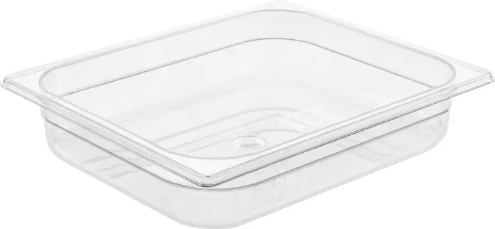 Containor GN 1/2 VEGA Trigno, Capacitate 4L, Copoliester Tritan, Transparent, fara BPA, Rezistent la socuri, Stivuibil, -40 la +90 C, 32.5 x 26.5 x 6.5 cm