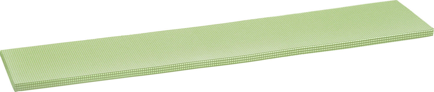 ERWIN M. LUSINI Solutions GmbH Bench pad La Villa Bankauflage La Villa Bench pad La Villa; 35x120x3 cm (WxLxH); green Bankauflage La Villa; 35x120x3 cm (BxLxH); grün 50% cotton, 50% polyester. Volume weight 30 kg/m³ (foam), weight approx. 230 g/m² (fabric). Rustic bench pads with Vichy check pattern. Easy care bench pads with comfort foam. Durable, yarn-dyed. 50 % Baumwolle, 50 % Polyester. Raumgewicht 30 kg/m³ (Schaumstoff), Gewicht ca. 230 g/m² (Stoff). Rustikale Bankauflagen mit Vichy-Karomuster. Pflegeleichte Bankauflagen mit Komfortschaum. Strapazierfähig, garngefärbt.