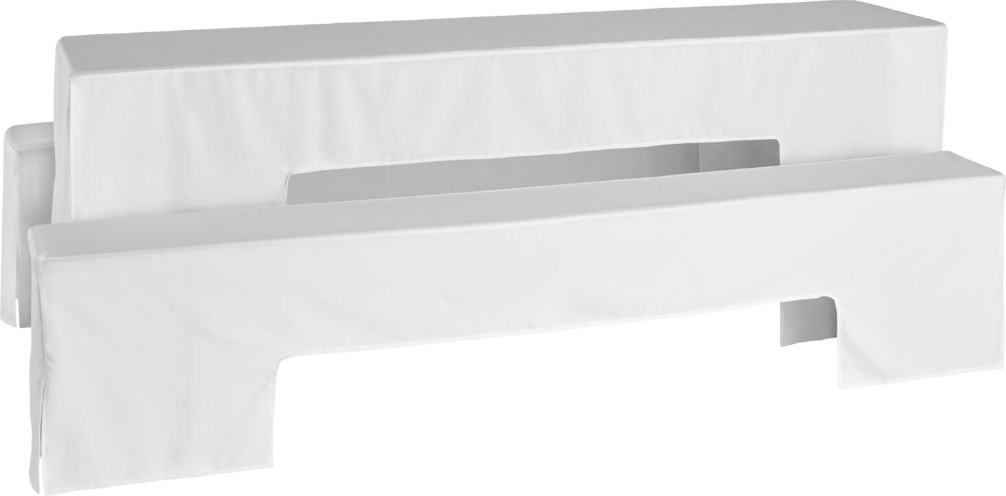 ERWIN M. LUSINI Solutions GmbH Beer table cover 3-piece Biertischhusse 3-teilig Beer table cover 3-piece; 70x220 cm (WxL); white; rectangular Biertischhusse 3-teilig; 70x220 cm (BxL); weiß; rechteckig 100% polyester. Weight approx. 140 g/m². Beer table cover set, 3-piece, consisting of 2 bench covers and one table cover. Suitable for all standard beer table sets. Easy-care, crease-resistant polyester fabric. 100 % Polyester. Gewicht ca. 140g/m². Biertischhussen-Set, 3-teilig, bestehend aus 2 Bank- und einer Tischhusse. Passend für alle handelsüblichen Biertischgarnituren. Pflegeleichtes, knitterfreies Polyester-Gewebe.