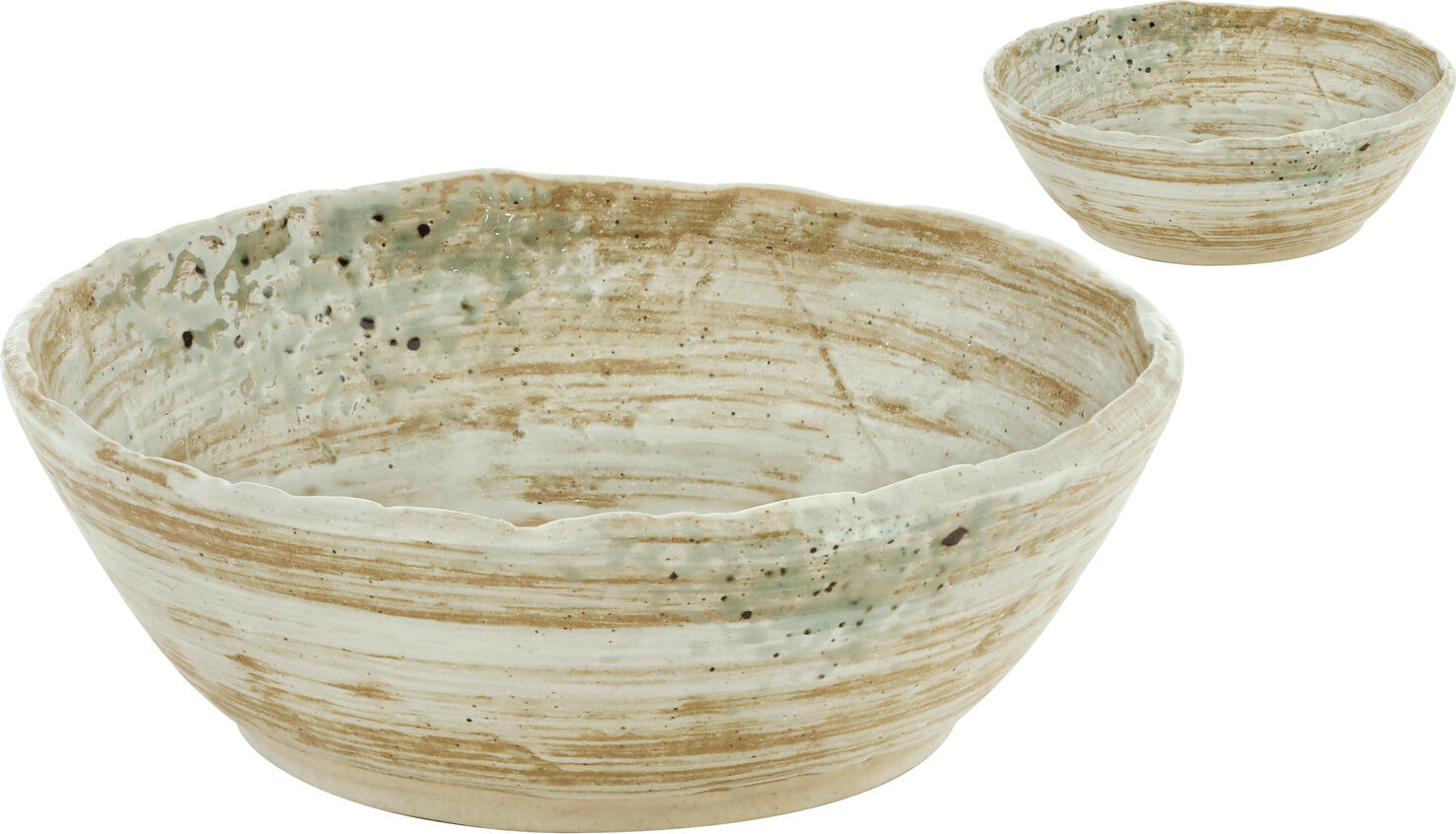 Set Boluri din Porțelan LUSINI Taoqi, 650 ml, Înălțime 5.5 cm, Design Multicolore cu Margini Irregulari și Pete, Aspect Handmade, Safe la Mașina de Spălat Vase și Cuptor cu Microunde