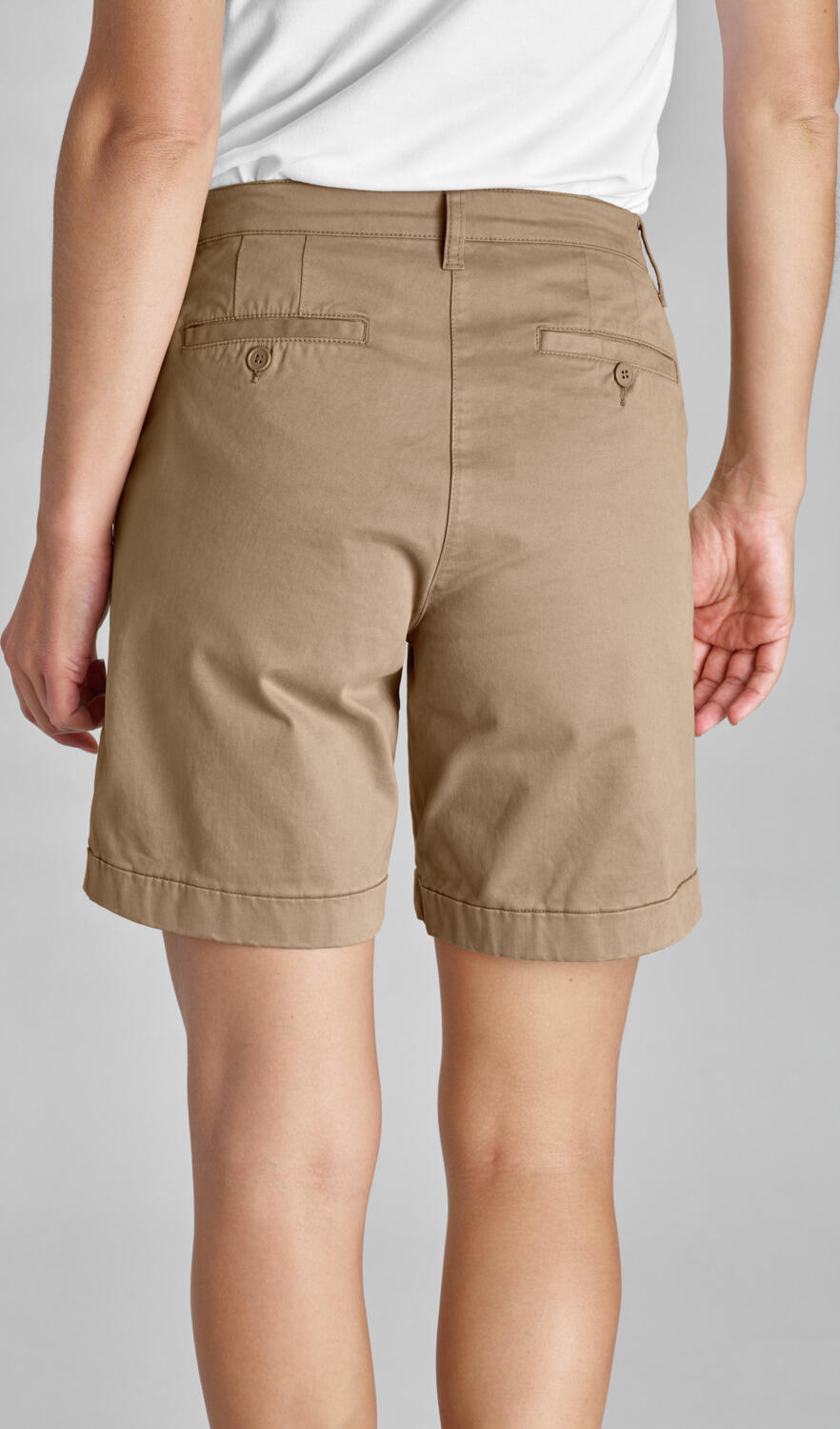 JOBELINE Women's Chino Shorts, Cotton-Spandex Blend, Classic Straight Cut with Pen Pocket and Buttoned Welt Pockets, 20 cm Inside Leg