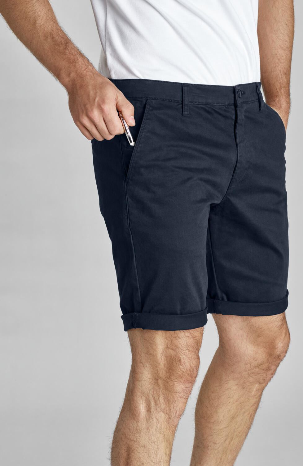 Shorts Chino JOBELINE pentru barbati, Croiala Clasica Drepta, Material Elastic din 97% Bumbac si 3% Spandex, cu Buzunar pentru Stilou