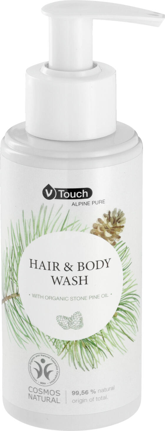 V-Touch LUSINI Solutions GmbH Hotel shampoo and shower gel Alpine Pure 2 in 1, pump dispen Hotel Shampoo und Duschgel Alpine Pure 2 in 1, Pumpspender Hotel shampoo and shower gel Alpine Pure 2 in 1, pump dispenser; 140 ml; cream white; 6 piece / pack Hotel Shampoo und Duschgel Alpine Pure 2 in 1, Pumpspender; 140 ml; cremeweiß; 6 Stück / Pack Harmonising, certified natural cosmetics V-Touch Alpine Pure hair and body care in one. The gently cleansing hair and body gel is suitable for all hair and skin types. With guaranteed genuine organic Swiss stone pine oil from certified organic farming. A spicy-tart Swiss stone pine fragrance ensures a long-lasting, relaxing care experience. The soothing properties provide gentle care for skin and hair and leave a feeling of freshness and purity.  Dermatologically tested and pH-neutral! The pump dispenser is made from 100% recycled material and is refillable, order a refill bottle now. Contents: 140 ml or 240 ml pump dispenser. Make it your product: V-Touch Alpine Pure item with customised label available from 200 pieces. Harmonisierende, zertifizierte Naturkosmetik V-Touch Alpine Pure Haar- und Körperpflege in einem. Das sanft reinigende Haar- und Körpergel ist für jeden Haar- und Hauttyp geeignet. Mit garantiert echtem BIO Zirben Öl aus kontrolliert biologischer Landwirtschaft. Ein würzig-herber Zirben Duft sorgt für ein lang anhaltendes entspanntes Pflegeerlebnis. Die wohltuenden Eigenschaften  dient der sanften Pflege für Haut und Haar und hinterlassen ein Gefühl von Frische und Reinheit.  Dermatologisch getestet und pH-neutral! Der Pumpspender ist aus 100 % recyceltem Material und nachfüllbaren, gleich Nachfüllflasche mitbestellen. Inhalt: 140 ml oder 240 ml Pumpspender. Machen Sie es zu Ihrem Produkt:  V-Touch Alpine Pure Artikel mit individuellem Etikett ab 200 Stück erhältlich