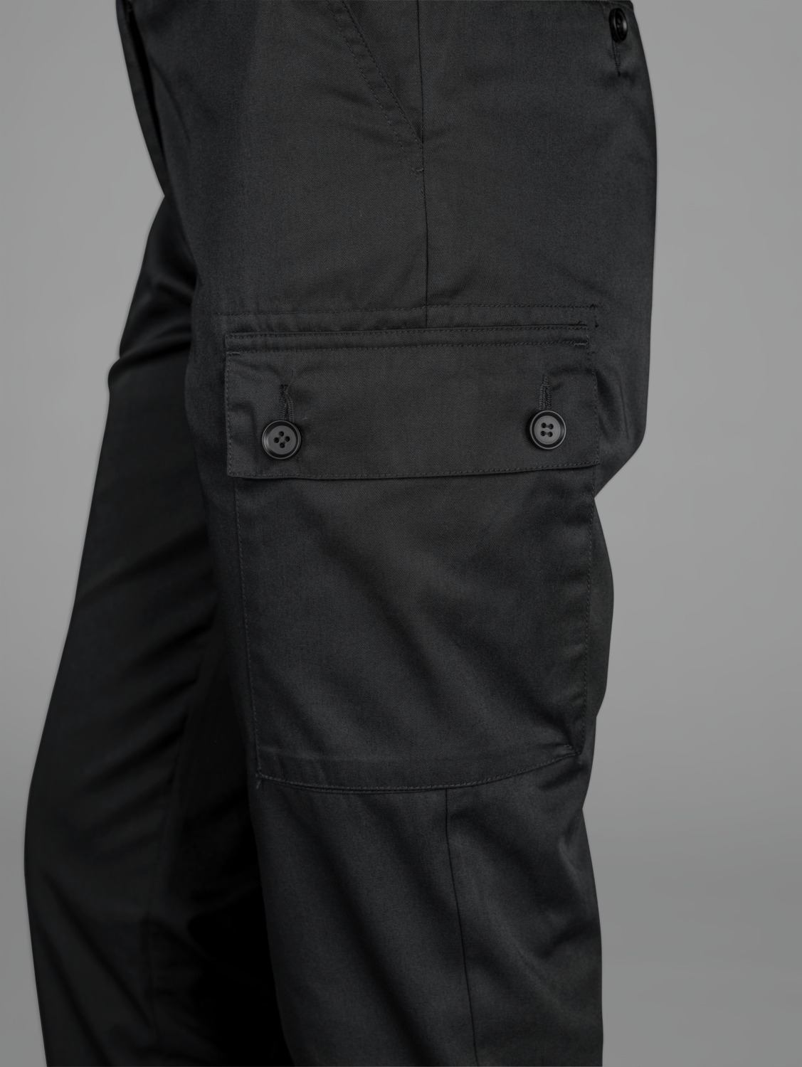 Pantaloni Cargo Jobeline pentru Bucatari Dame, Marime EU 42, 65% Poliester 35% Bumbac, Croiala Regular Tapered, Talie Elasticata, Standard OEKO-TEX 100, Negru