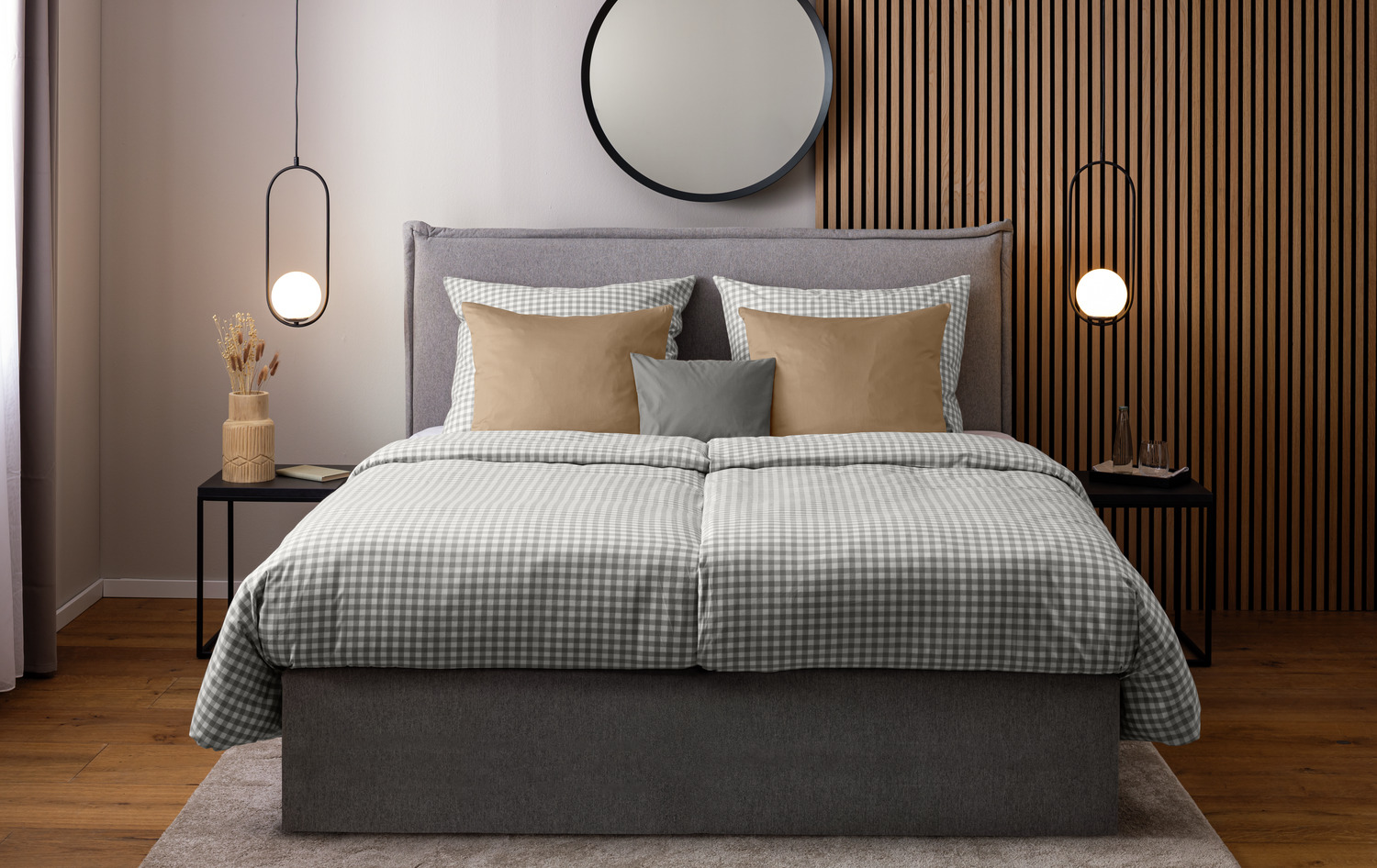ERWIN M. Tux Renforcé Duvet Cover, 100% Cotton, 135x200 cm, Grey, Traditional Check Pattern, Mercerized, OEKO-TEX Standard 100, Hard-wearing