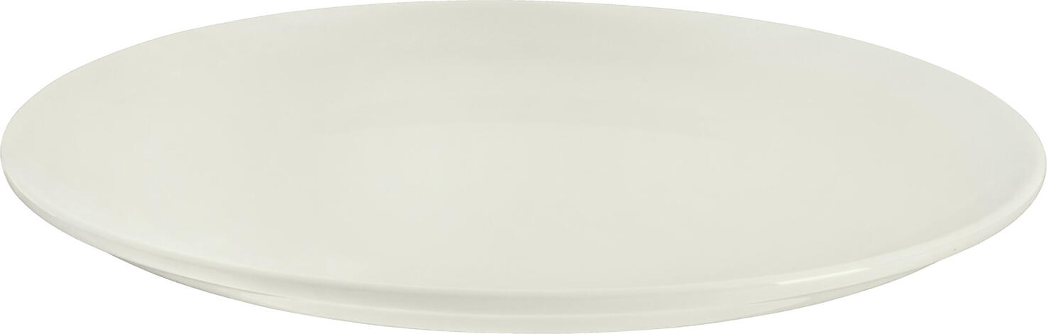 VEGA Opus Flat Round Porcelain Plate, 21 cm Diameter, Ivory, Rimless Minimalist Design, Scratch and Cut Resistant, Dishwasher and Microwave Safe