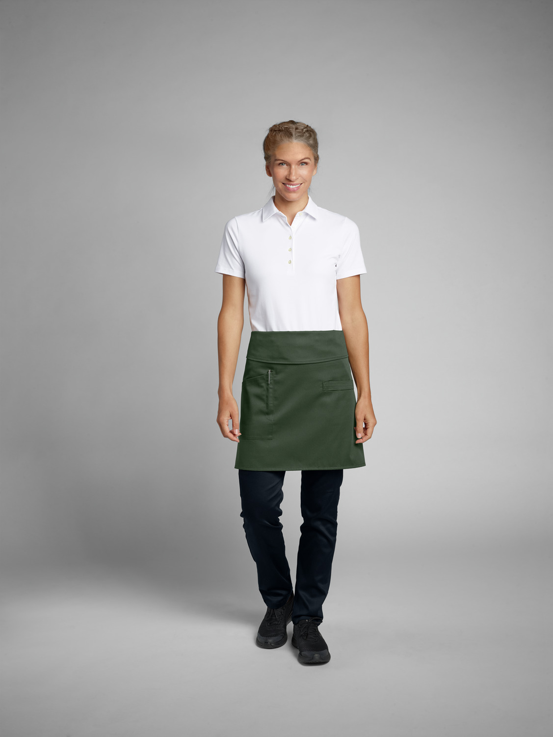 Scurt Apron de Taille JOBELINE 60x80 cm, Poliester 65% Bumbac 35%, Centura Elastica Flexibila cu Butone Presare, Buzunar Lateral, OEKO-TEX Standard 100