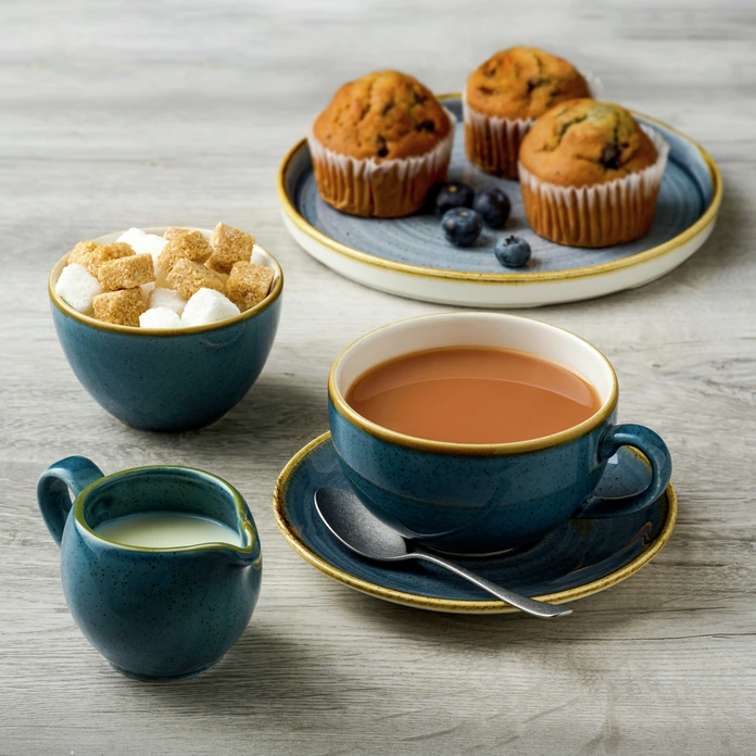 Churchill Stonecast Blueberry Cappuccino Cup, Super Vitrified Porcelain, 227ml, Deep Blue Glaze, Dishwasher and Microwave Safe, Made in England