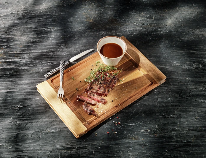 VEGA Aria Serving Board, Oiled Acacia Wood, Rectangular, 43 x 27 x 2.8 cm, Acacia-brown, Food-safe, Compatible with Sidina, Jenna, San Marino, Masca, Remi