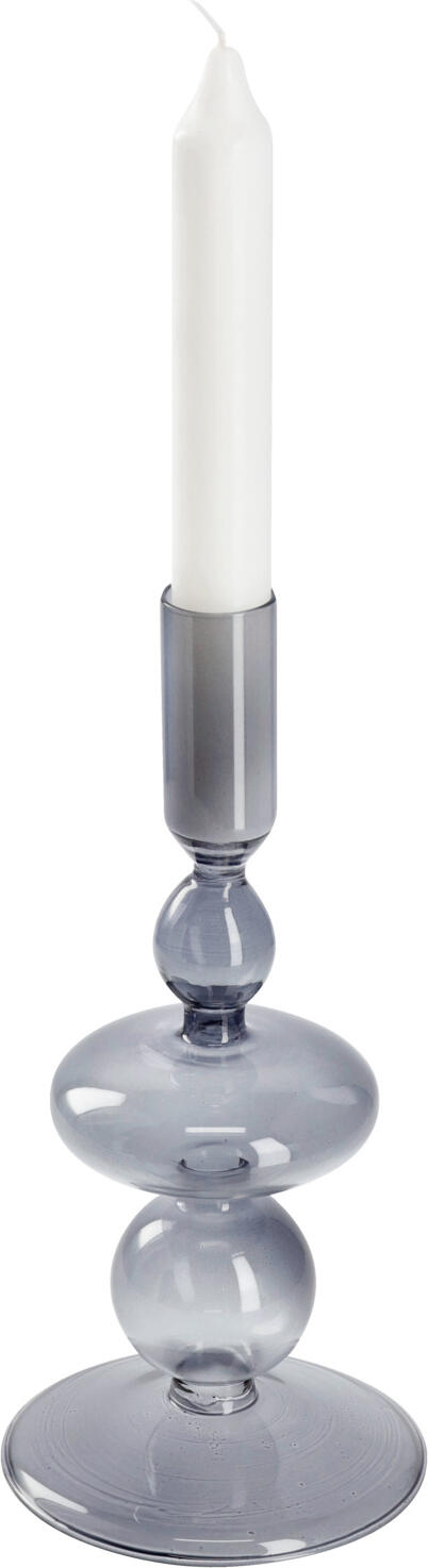 Vega Arpi Taper Candle Holder, Lacquered Glass, Dark Grey, 9.5 cm Diameter, 20 cm Height